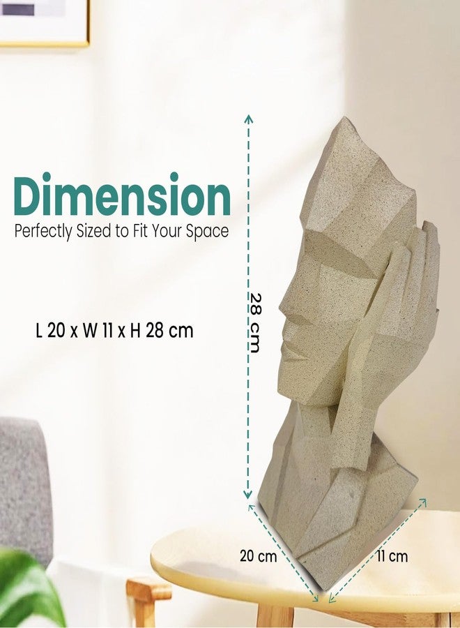 Bianco Abstract Human Face Showpiece for Living Room, Bookshelf, Tabletop Decoration | Polyresin Geometric Figurines | Modern Abstract Face Statue for Home & Office Decoration (Marble Finish) - Image 4